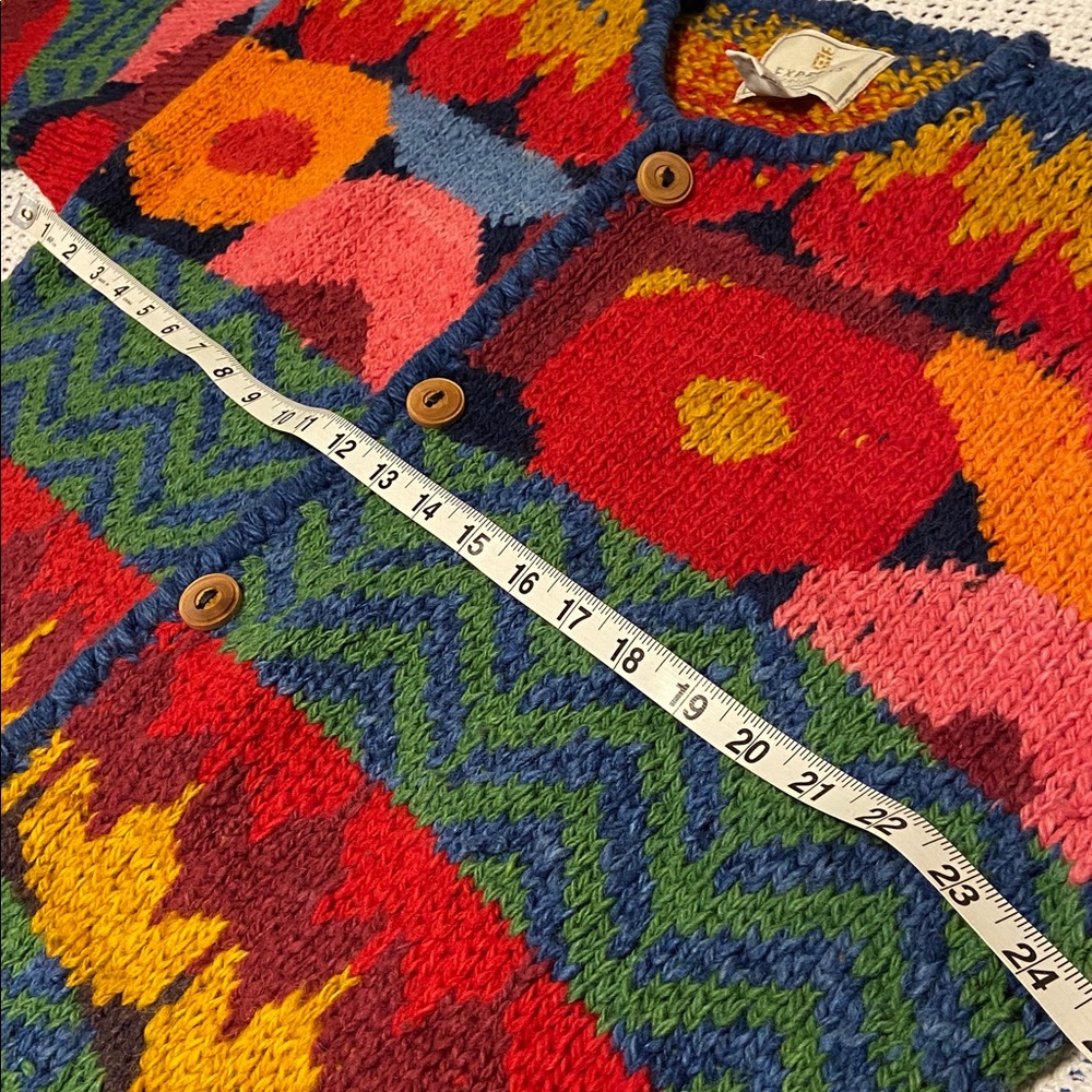 Vintage Express Tricot Cardigan Women One Size Handknit Wool Aztec Incan OS - Picture 11 of 11